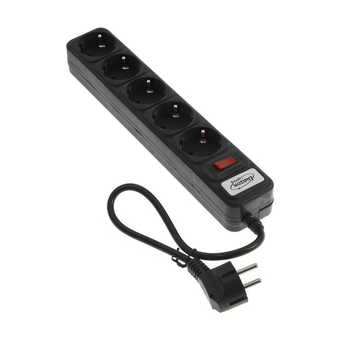 Сетевой фильтр Luazon Lighting, 5 розеток, 0.5 м, 2200 Вт, 3 х 0.75 мм2, 10 A, 220 В, черный Сетевой фильтр Luazon Lighting, 5 розеток, 0.5 м, 2200 Вт, 3 х 0.75 мм2, 10 A, 220 В, черный