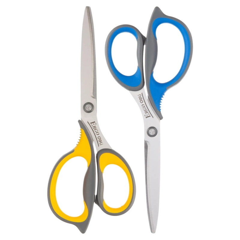 Ножницы Deli E77760 Soft офисные 210мм ТПЭ сталь ассорти блистер