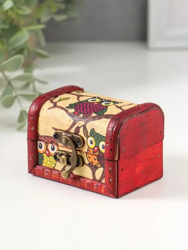 Шкатулка для украшений &laquo;Сундучок. Совята&raquo;, дерево, 6&times;8&times;5.5 см