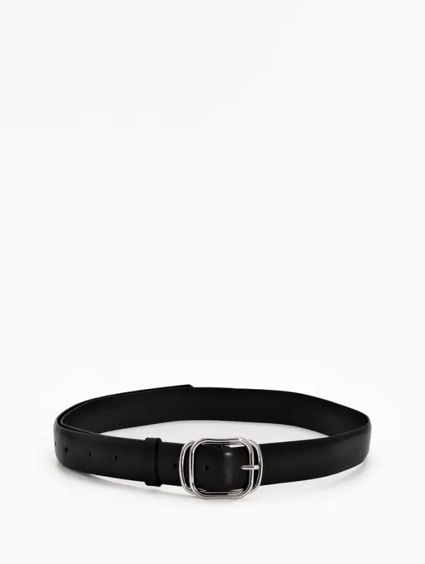 Ремень жен 06-01-02-01, Июнь2504, 3,2*0,3*110 см, без винта, пряж металл, 1 прокол, черный   1090312