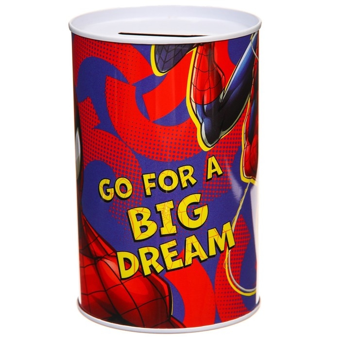 Копилка металлическая, 6,5 см х 6,5 см х 12 см Копилка металлическая, 6,5 см х 6,5 см х 12 см "Big money. Big dream", Человек-паук