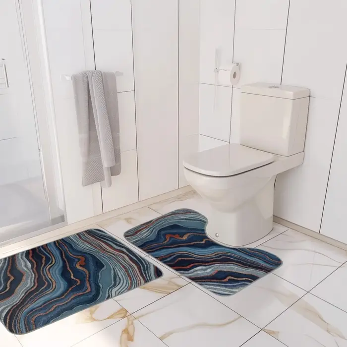 Коврики для ванной и туалета Доляна &laquo;Каменная лагуна&raquo;, 2 шт., 50&times;80 см, 50&times;40 см