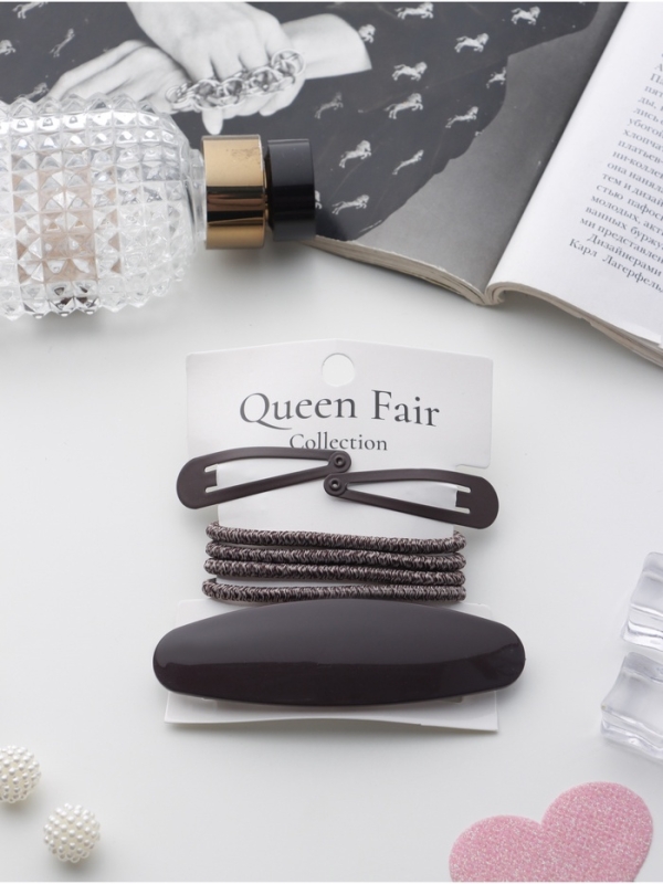 Набор для волос  Набор для волос "Авиталь" (4 резинки 6,5см, автомат 9см, 2 невидимки 4,5см) коричневый