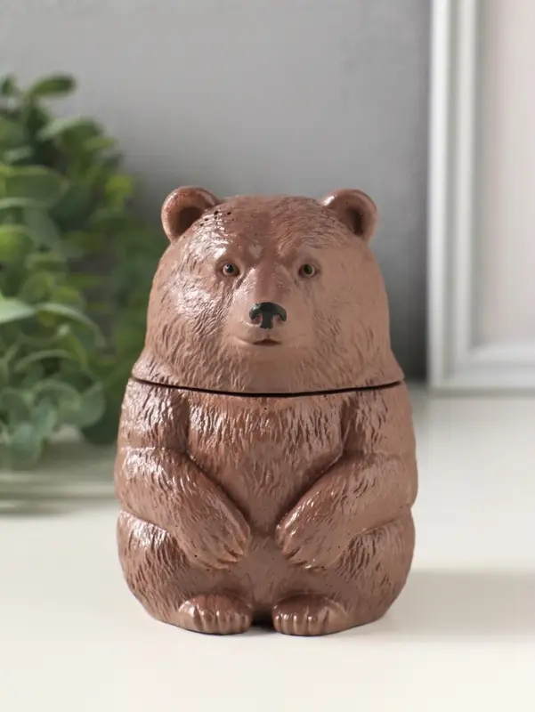 Шкатулка с крышкой для украшений &laquo;Медведь&raquo;, 11&times;7 см, коричневая