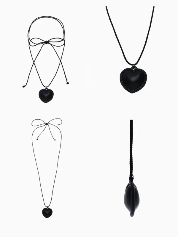 Чокер/кулон на шнурке &laquo;Сердечко&raquo;, кожа, трансформер, чёрный, 150 см