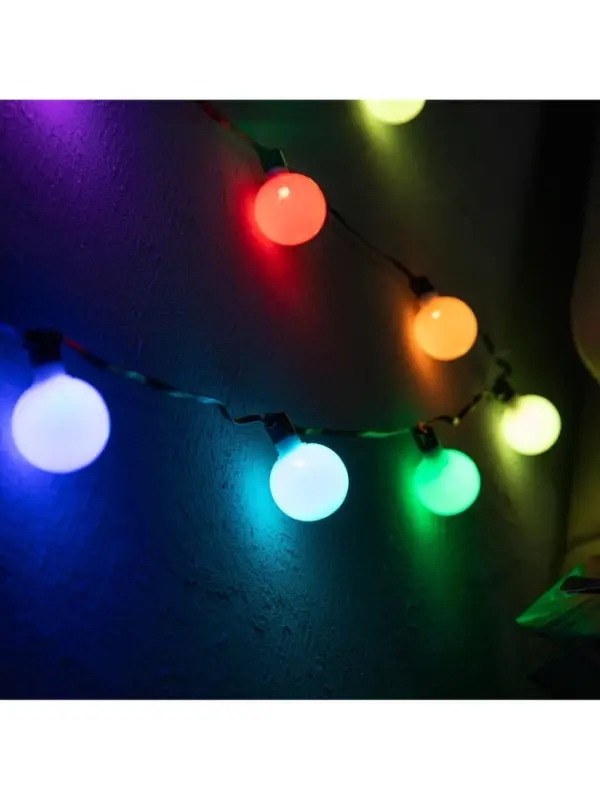 Умная гирлянда &laquo;Нить&raquo; 6 м с насадками &laquo;Шарики&raquo;, IP20, тёмная нить, 20 LED, свечение RGB, USB