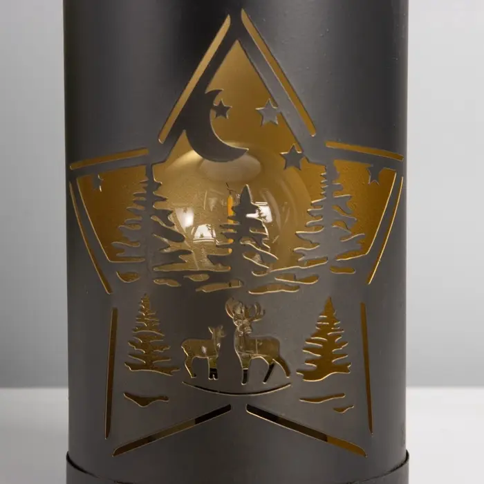 Фигурка светящаяся RISALUX &laquo;Ночной лес&raquo;, LED-ночник, 3&times;ААА, чёрный, 12&times;12&times;20.5 см