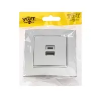 Розетка TOT Elegant, 5 В, 2.1 A, разъёмы USB-A + USB-C, скрытая, серебристая