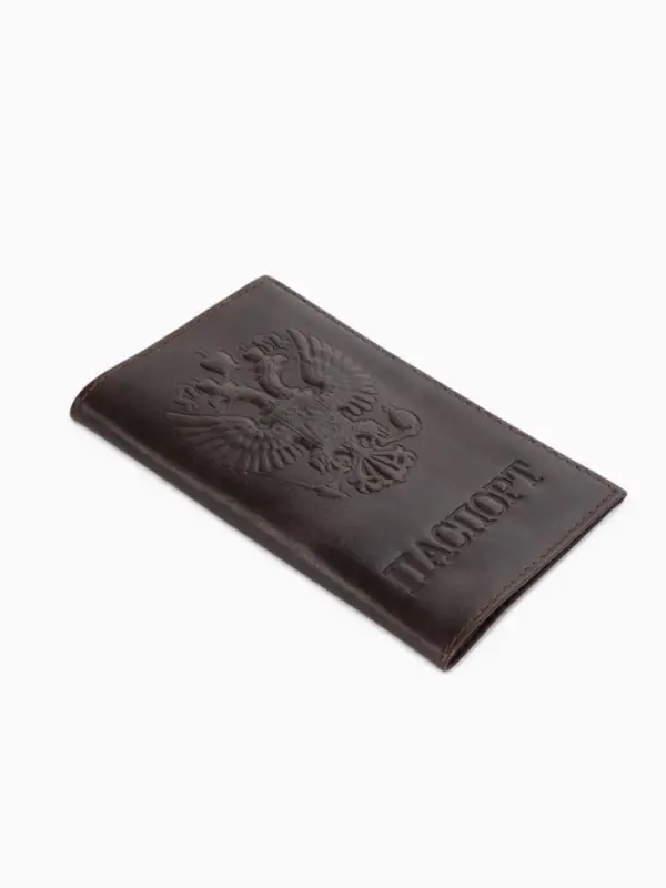 Обложка для паспорта, натуральная кожа пулл-ап, коричневая