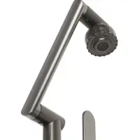 Смеситель для кухни ZEIN Z3706, регулируемый излив высотой 25 см, аэратор 2 режима, графит