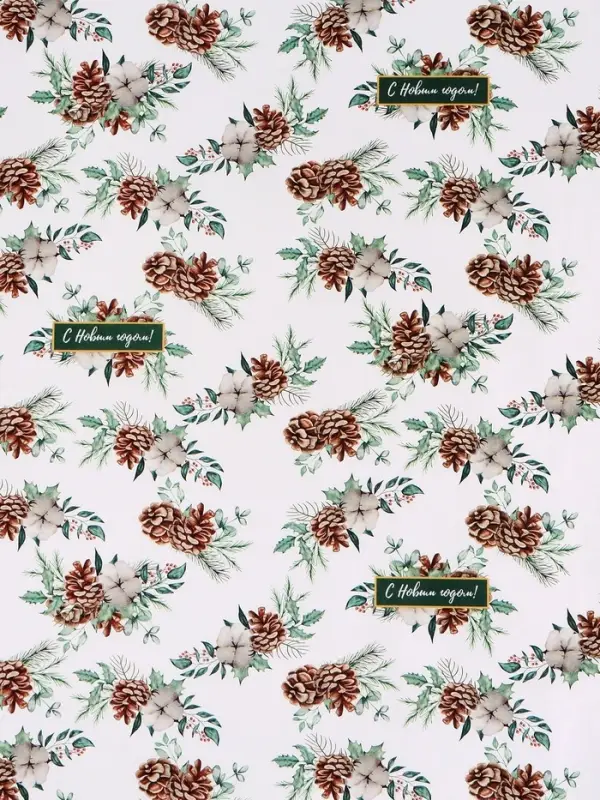 Бумага упаковочная крафт &laquo;Шишки&raquo;, 1 лист, 70&times;100 см