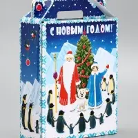 Подарочная новогодняя коробка «Пингвины», для сладких подарков, 16.8×7×25 см