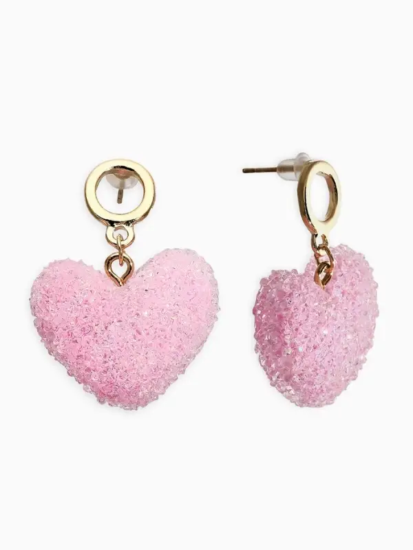 Серьги &laquo;Сердце сахарное&raquo;, розовые в золоте