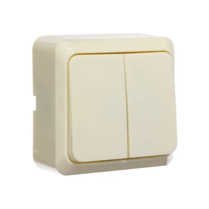 Выключатель Luazon Lighting "Лига", 10 А, 2 клавиши, накладной, бежевый