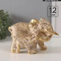 Фигурка полистоун &laquo;Слон с малышом&raquo;, узоры золото, 19.5&times;9&times;12 см