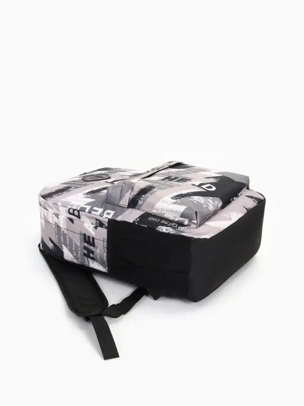 Рюкзак школьный на молнии, с карманами, с абстрактным принтом, размер 30&times;13&times;42 см, серый