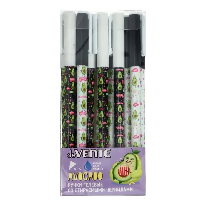 Ручка "Пиши-Стирай" капилярная deVENTE Avocado, 0,5 мм, сменный стержень, МИКС 2 дизайна, чернила синие