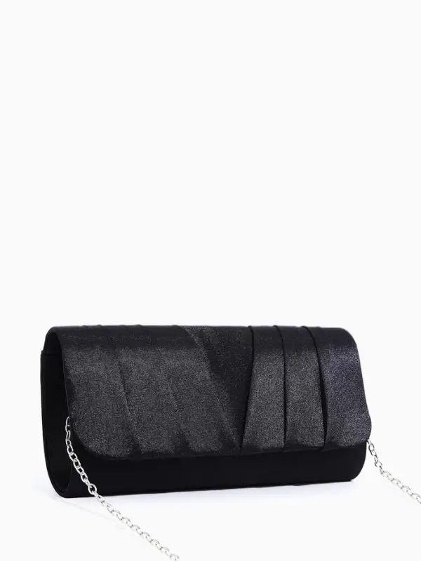 Сумка-клатч вечерняя на магните, на цепочке, чёрная