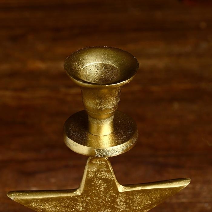 Подсвечник "Звёздочка" алюминий 10х7х20 см