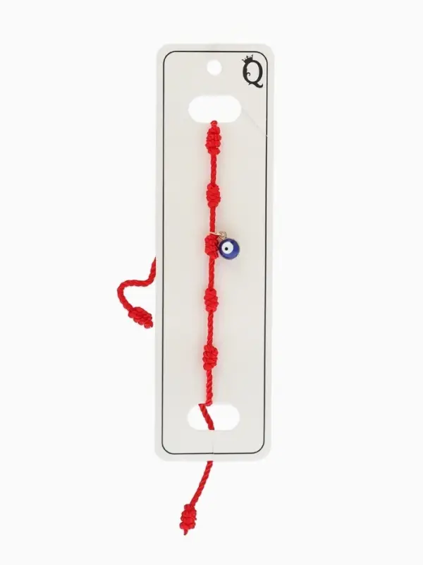 Браслет-оберег &laquo;Красная нить. Узел с глазиком&raquo;, d=6 см, красно-бело-синий