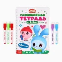 Тетрадь многоразовая развивающая &laquo;Рисуй - стирай&raquo;, 30 стр., Малышарики