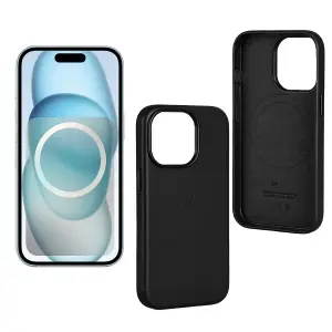 Чехол для iPhone 15 Pro Leather Case 100% ORG (MagSafe) c LOGO Black