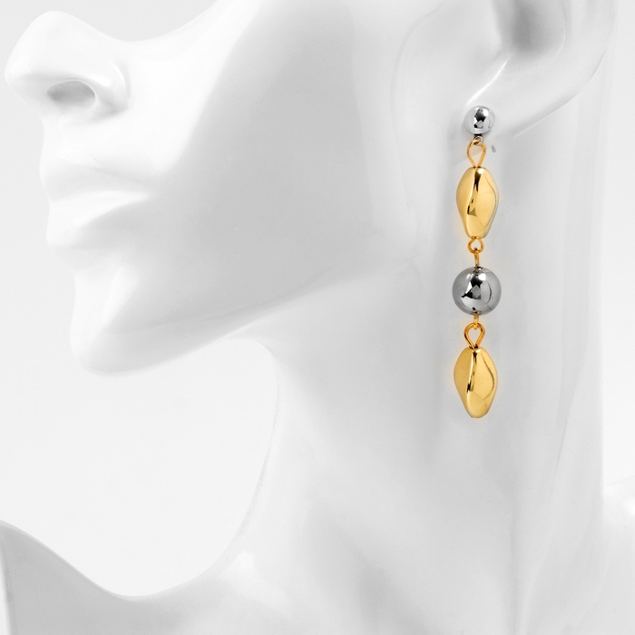 Серьги металл «Стиль» лабео, цвет серебряно-золотой Серьги металл «Стиль» лабео, цвет серебряно-золотой