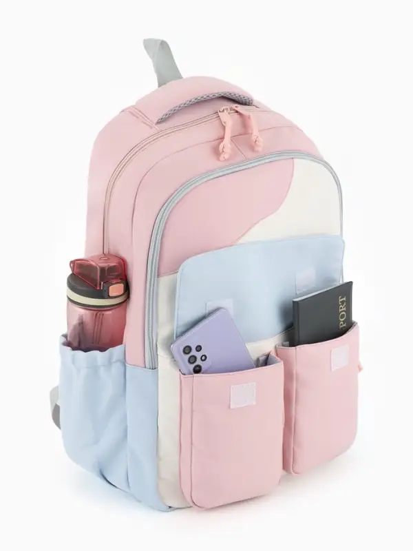 Рюкзак школьный, с кошельком, для девочки, 32&times;14&times;46 см, розовый