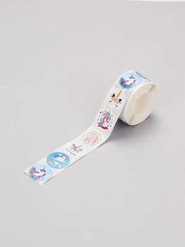 Наклейки в рулоне &laquo;Единорожки&raquo;, 500 шт., 2.5&times;2.5 см