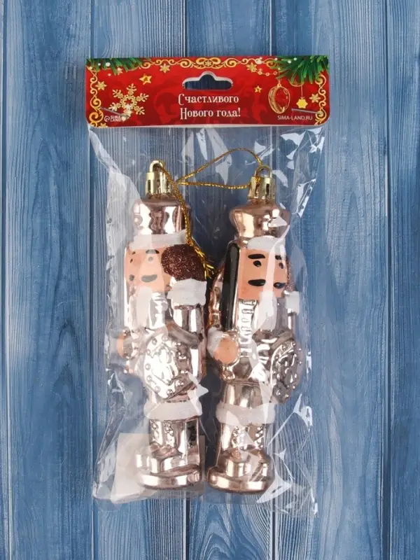 Ёлочные игрушки 2 шт. &laquo;Зимнее волшебство. Щелкунчик&raquo;, 14&times;3 см, золото