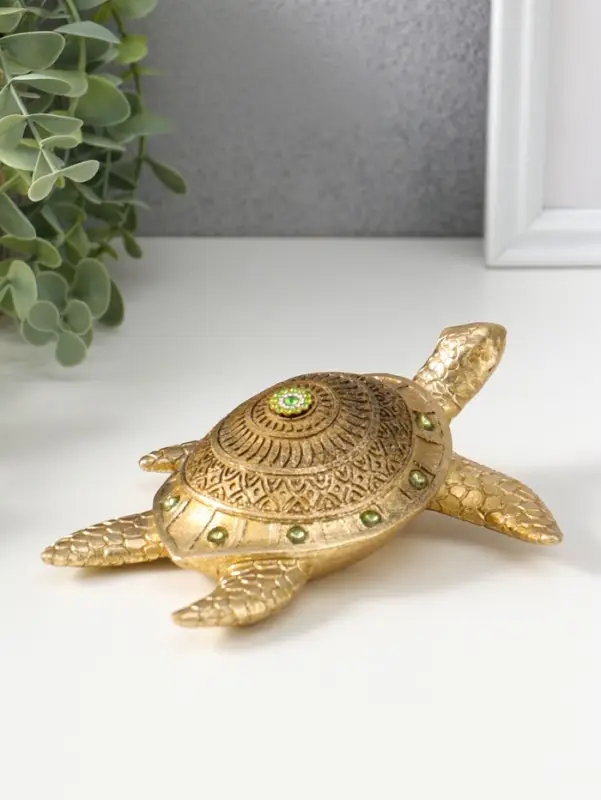 Сувенир полистоун "Черепаха с узорами на панцире" золото 13,8х16х4,7 см