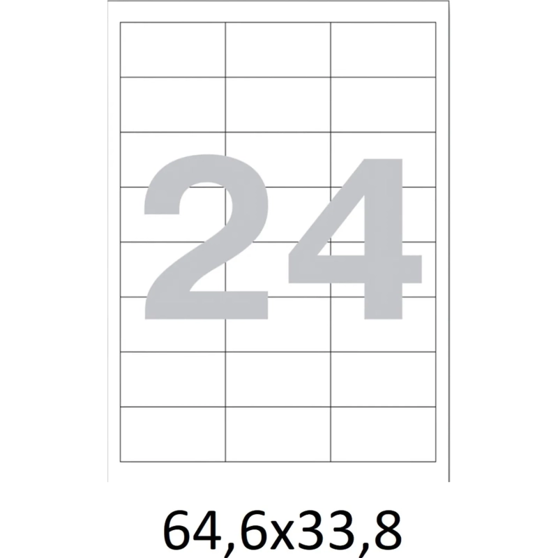Этикетки самоклеящиеся кауч.к.64,6х33,8 24шт/л А4(100л/уп)