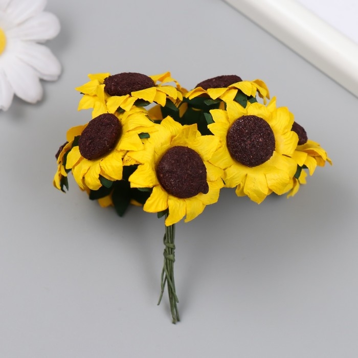 Цветы для декорирования "Подсолнухи" 1 букет=10 цветов 7х3х3 см