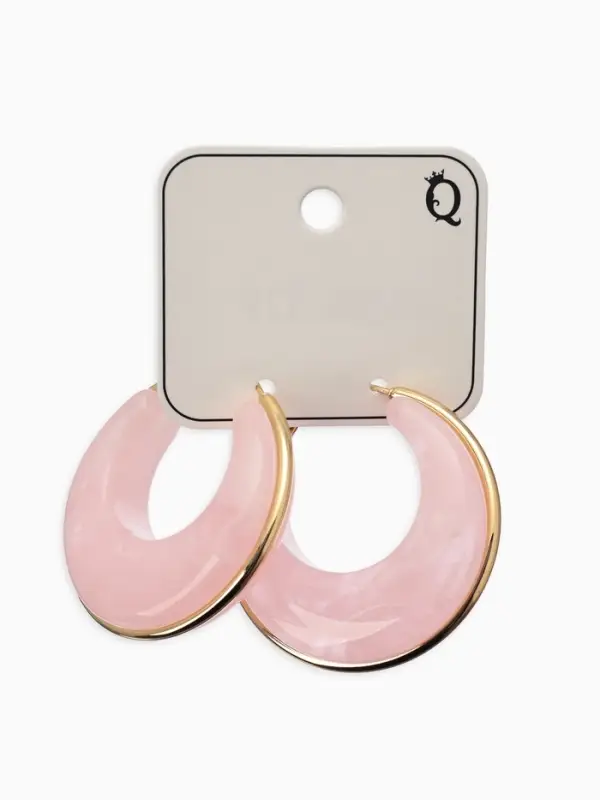 Серьги-кольца акрил Серьги-кольца акрил "Тренд", цвет розовый в золоте