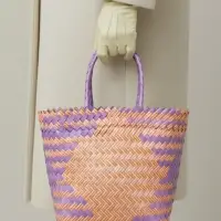 Сумка плетёная, 20&times;10&times;30 см, пластик, сиренево-жёлтая