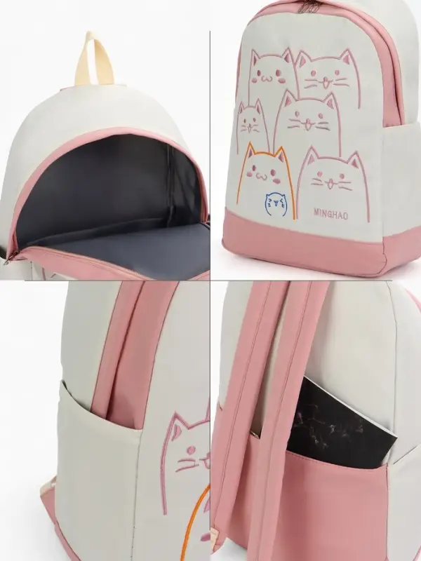 Рюкзак школьный на молнии, с карманами, с рисунком, размер 30&times;14&times;43 см, розовый