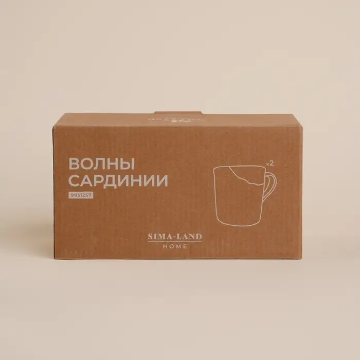 Набор кружек SL Home &laquo;Волны Сардинии&raquo;, 400 мл, фарфор, 2 шт., бежевый