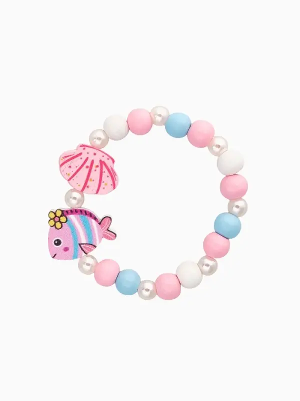 Браслет детский &laquo;Выбражулька. Ракушка, рыбка, жемчуг&raquo;, d=5.8 см, голубой, розовый