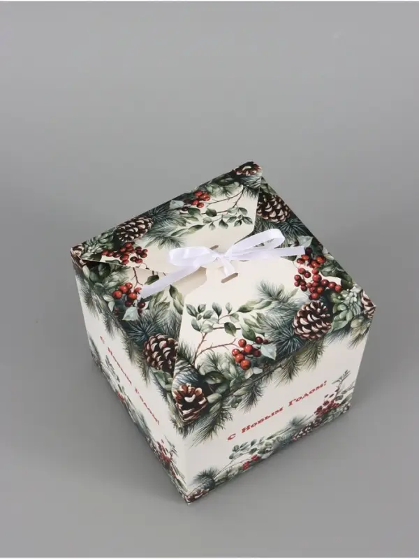 Коробка складная, подарочная новогодняя &laquo;Еловая веточка&raquo; 14&times;14&times;14 см