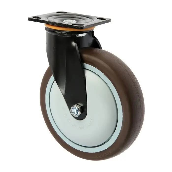 Колесо для трансп. тележек поворотное ТУНДРА, d=200 мм, на площадке, покрытие TPR=