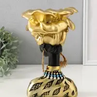 Фигурка-подставка для мелочей &laquo;Бюст. Девушка из Африки&raquo;, полистоун, чёрный с золотом, 23&times;15&times;15 см