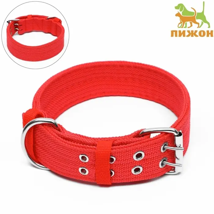 Ошейник четырехслойный, 64&times;4 см, ОШ 50-58 см, полиэстер, красный