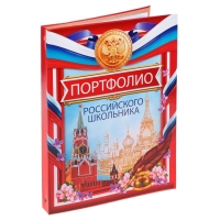 Папка школьная на кольцах «Портфолио школьника», 10 листов-разделителей, 24,5 х 32 см.