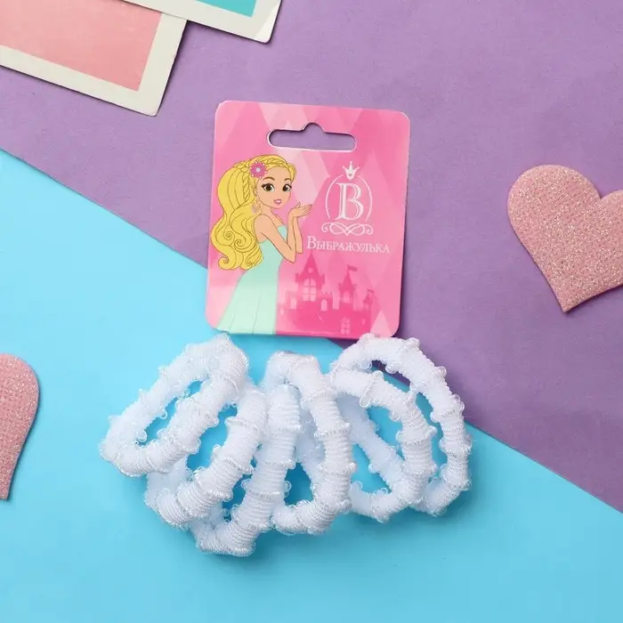 Резинка для волос Резинка для волос "Махрушка" (набор 6 шт) 4 см, белый
