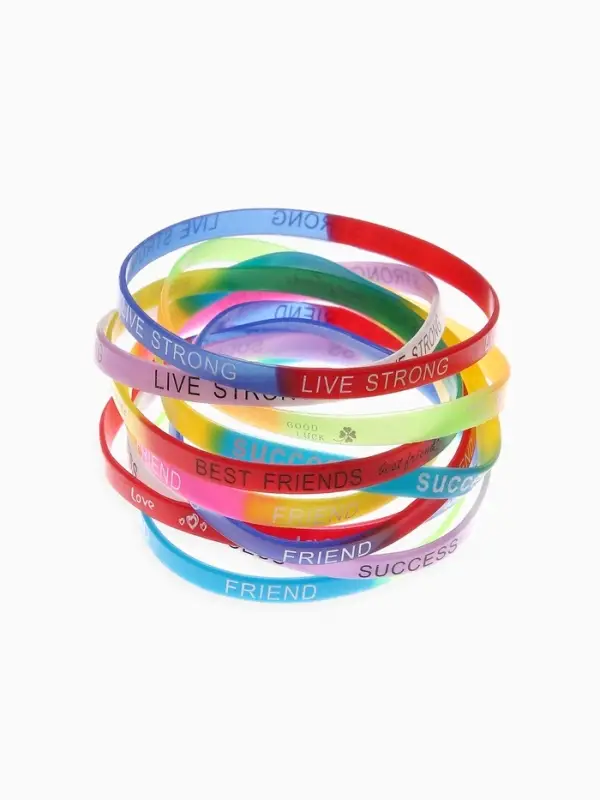 Силиконовый браслет &laquo;Настроение&raquo;, набор 10 шт. цвет МИКС, 6 см