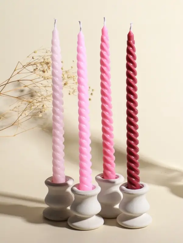Набор свечей витых, 2х25 см, 4 шт, палитра розового 25,5х8,8х2,4 см Набор свечей витых, 2х25 см, 4 шт, палитра розового 25,5х8,8х2,4 см