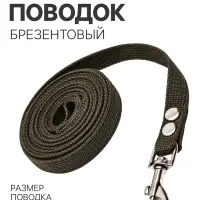 Брезентовый поводок, 3 м &times; 2 см, тёмно-зелёный
