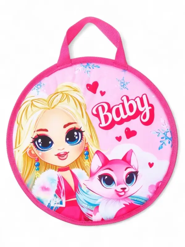 Ледянка BABY Snow Cat, d=35 см, толщина 1 см, с ручкой, розовая