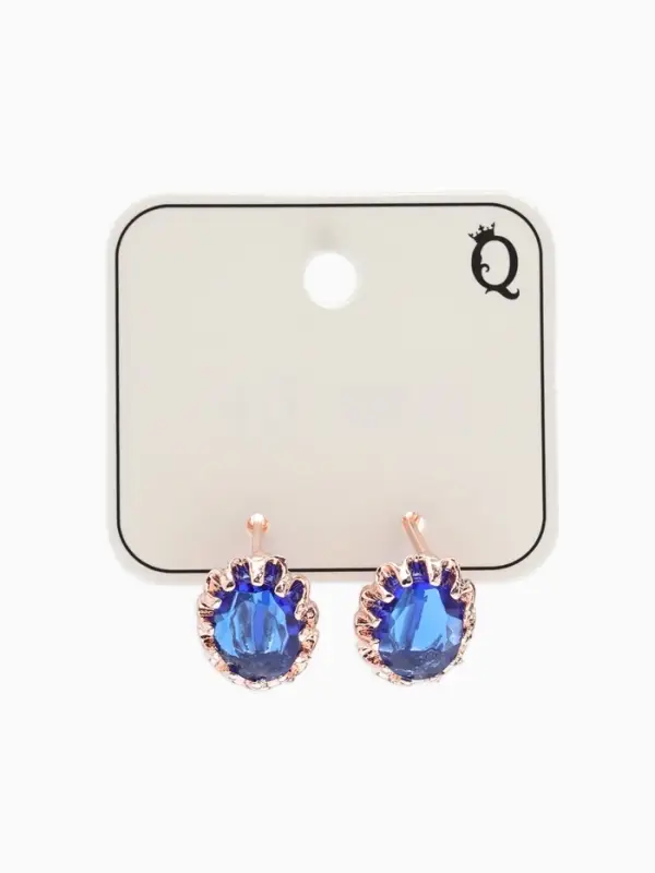 Серьги со стразами &laquo;Эдель&raquo;, овал кружево, синие в розовом золоте