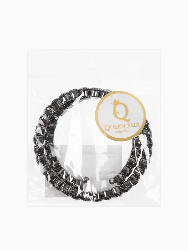 Браслет-пружинка со стразами, цвет чёрный